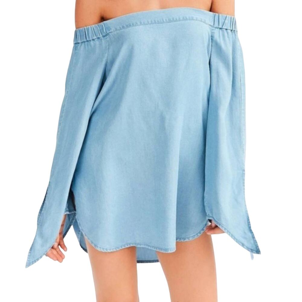 NEW Urban Outfitters BDG Chambray Off Shoulder Long Sleeve Blouse M